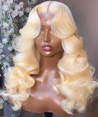 613 Blonde Curtain Bangs Body Wave Wig Pre Plucked HD Lace Human Hair Wigs