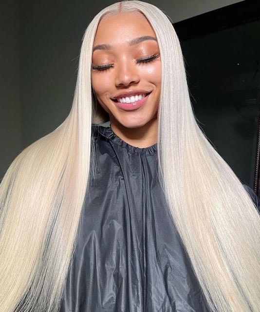 613 Blonde Straight Human Hair Lace Front Wigs 180% Density