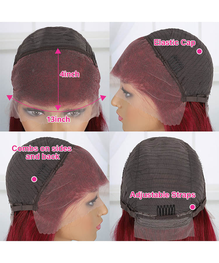 99J Burgundy Deep Wave Hair Pre Colored Lace Front Wigs