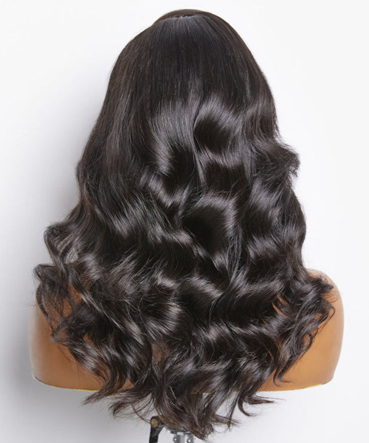 Lace Front Body Wave Black Wig With Baby Hair And Pre Plucked Hairline