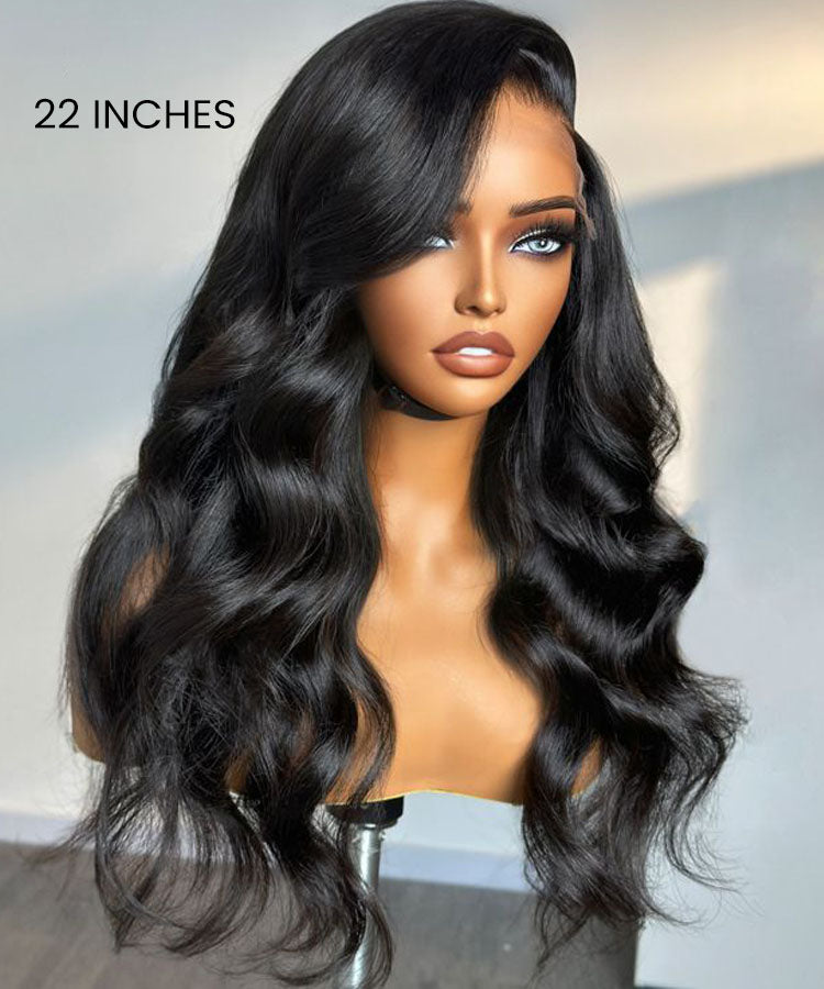 Lace Front Body Wave Black Wig With Baby Hair And Pre Plucked Hairline