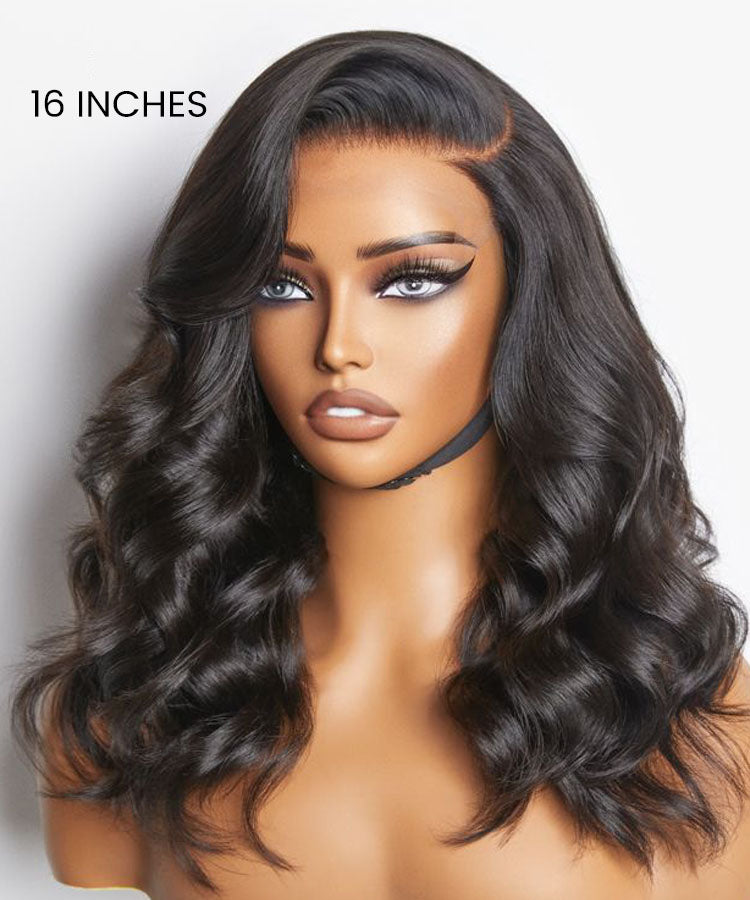 Lace Front Body Wave Black Wig With Baby Hair And Pre Plucked Hairline