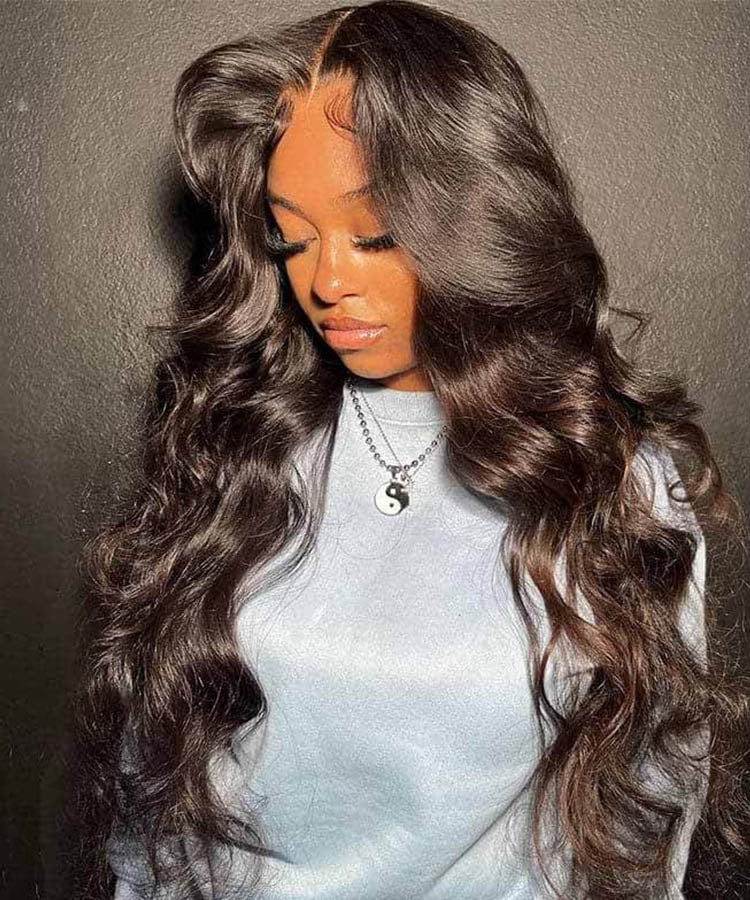 Lace Front Body Wave Black Wig With Baby Hair And Pre Plucked Hairline