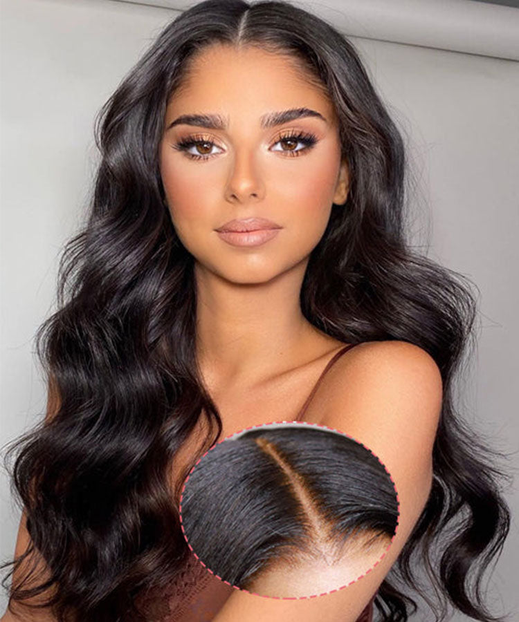 Pre-bleached Invisible Lace Wig Body Wave Pre-cut Lace Glueless Wig[2 Wigs $179] Both 20" Wear Go 5*5 Lace Closure Straight and Curly Human Hair Wigs