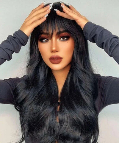 Body Wave 13x4 Lace Front Wig Human Hair Wigs With Bangs Glueless Pre Plucked