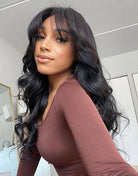 Body Wave 13x4 Lace Front Wig Human Hair Wigs With Bangs Glueless Pre Plucked