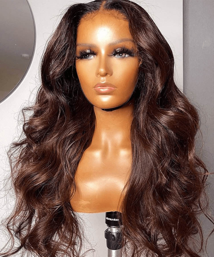 chocolate dark brown body wave wig