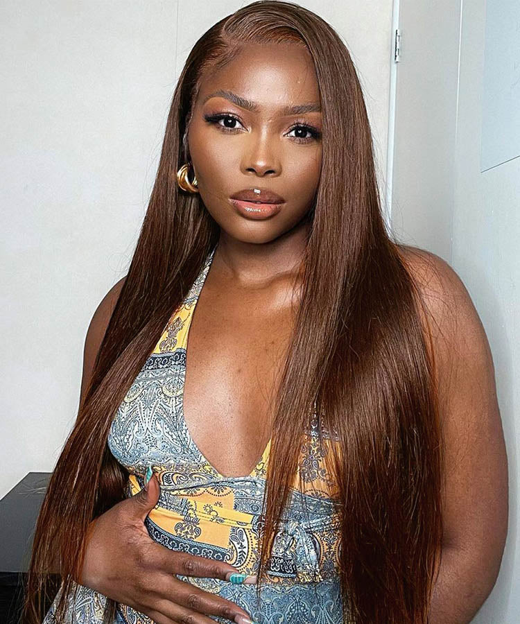 Dark Brown Straight Human Hair 13×4 HD Lace Front Wigs