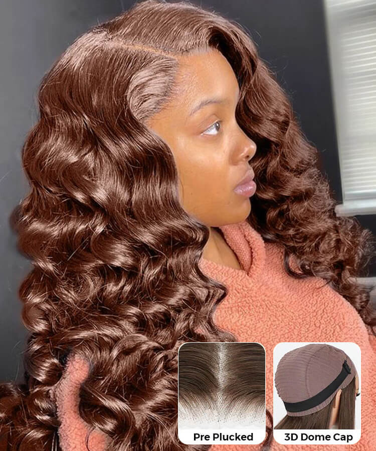 chocolate brown  loose deep wave wig