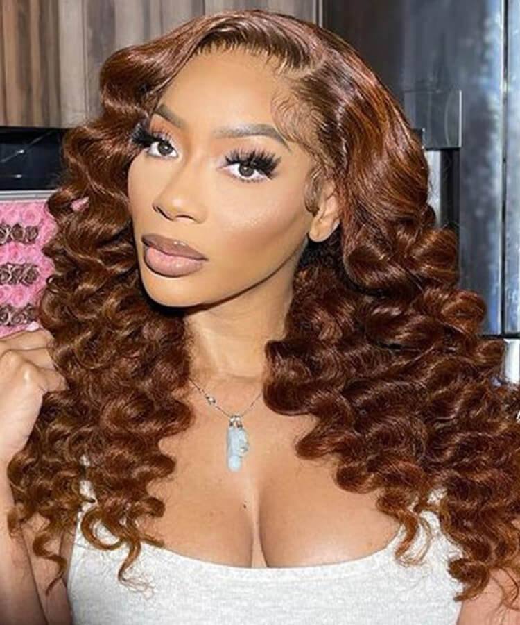 chocolate brown  loose deep wave wig