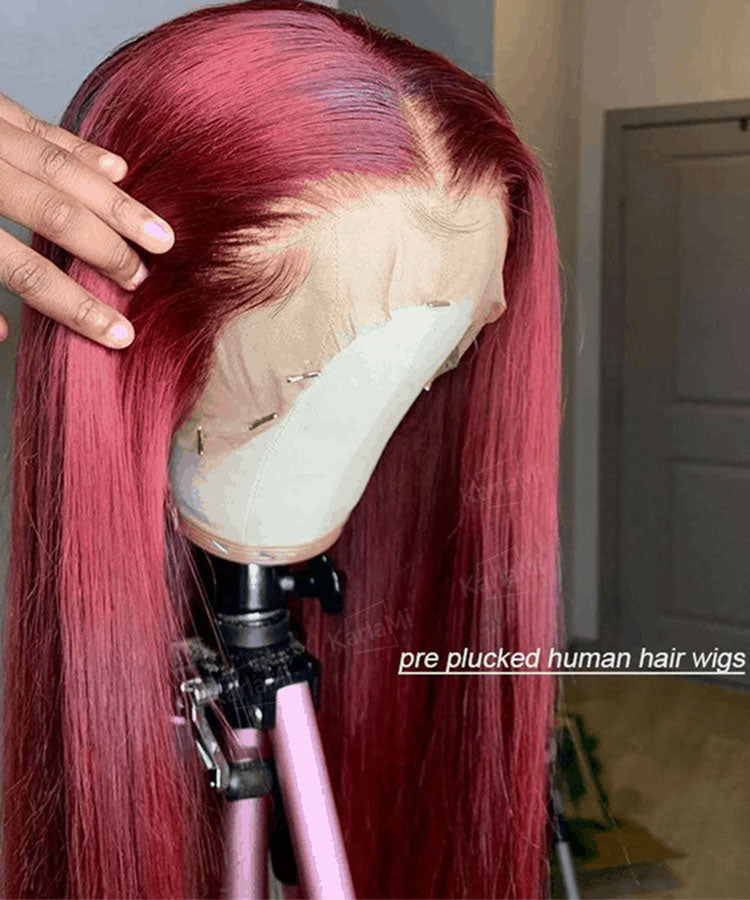 burgundy 99j colored straight hair lace front wig