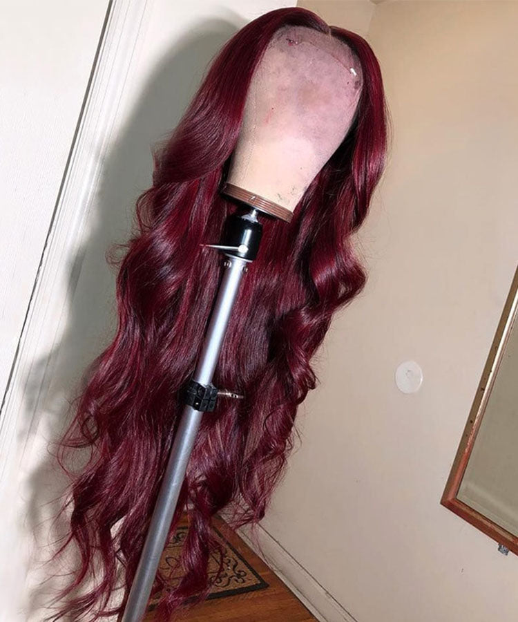 burgundy wig body wave wig human hair