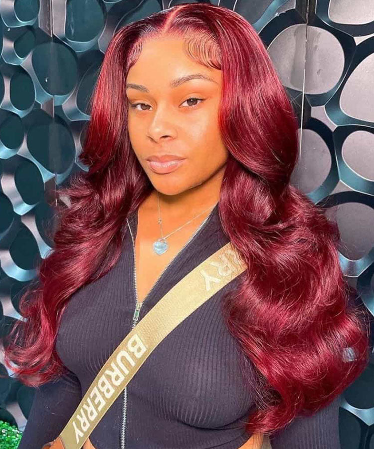 burgundy wig body wave wig human hair