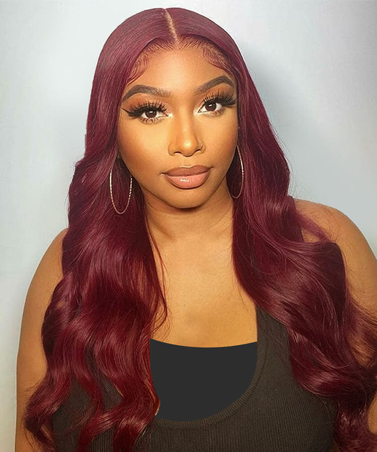 burgundy wig body wave wig human hair