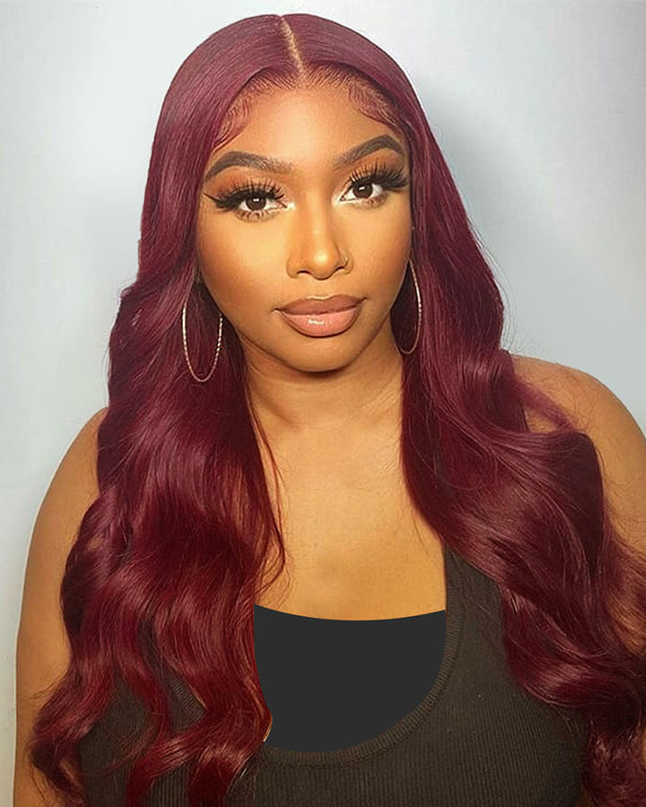 burgundy wig body wave wig human hair
