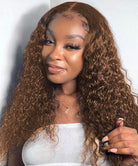 Chocolate #4 Brown Deep Wave Glueless Wigs HD Transparent Lace Front Wigs
