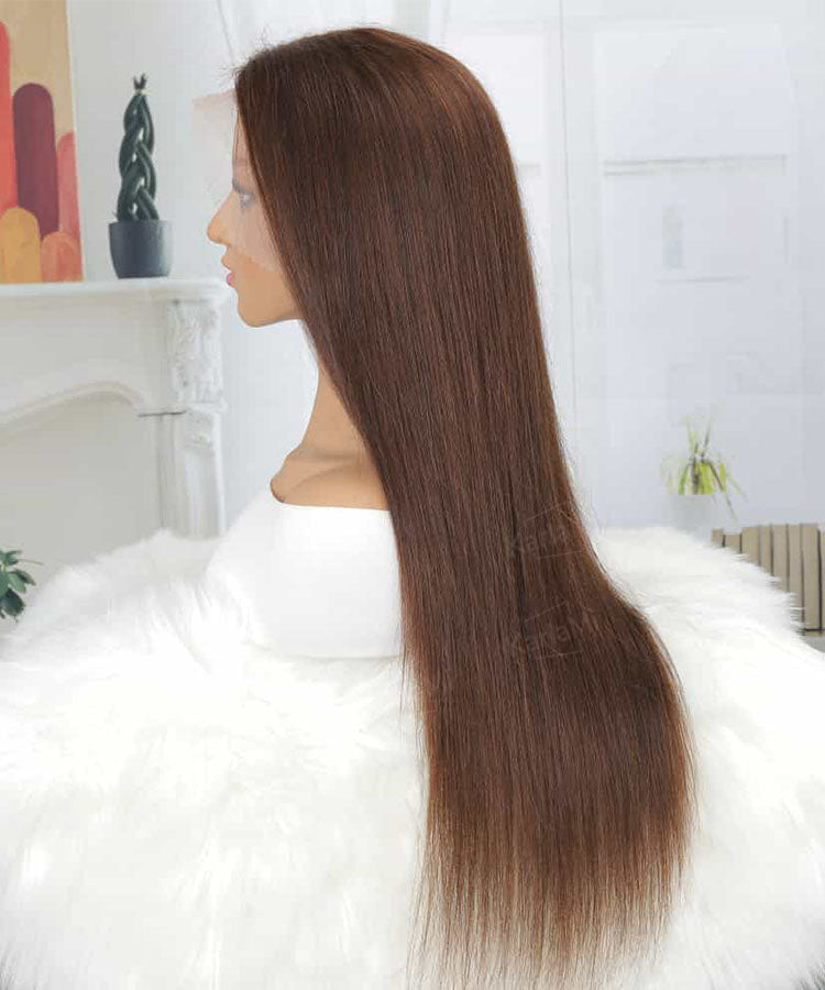 Dark Brown Straight Human Hair 13×4 HD Lace Front Wigs