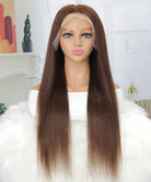 Dark Brown Straight Human Hair 13×4 HD Lace Front Wigs