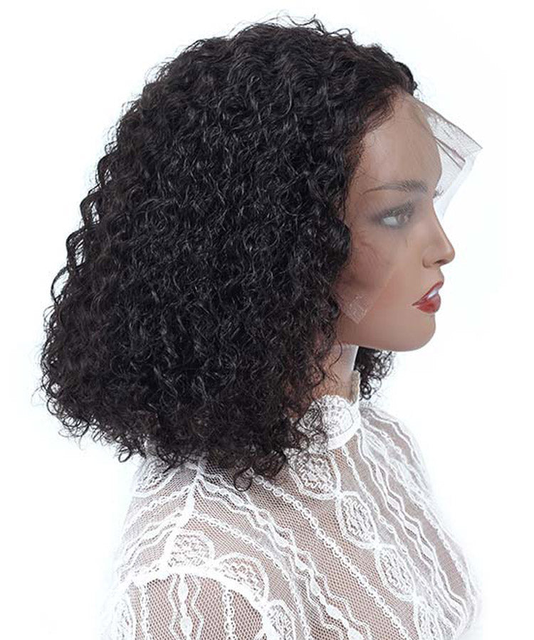 Short Curly Bob Wig Human Hair Lace Front Wigs Pre Plucked 180% Density