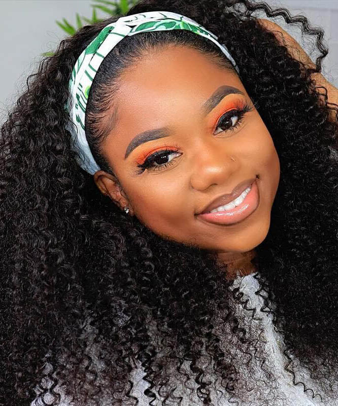 Kinky Curly Headband Wig Affordable Human Hair Wigs Easy Wear and Go