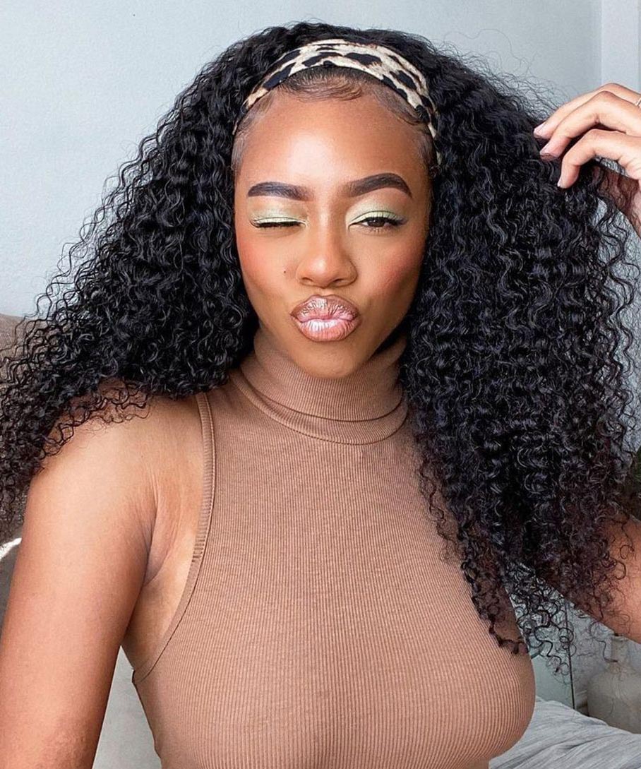 Kinky Curly Headband Wig Affordable Human Hair Wigs Easy Wear and Go