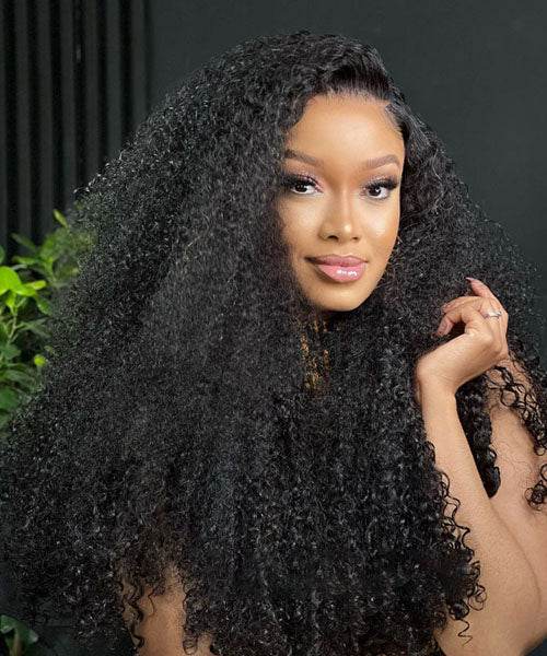 Kinky Curly Wear Go Glueless Lace Wigs Pre Plucked Closure Wig