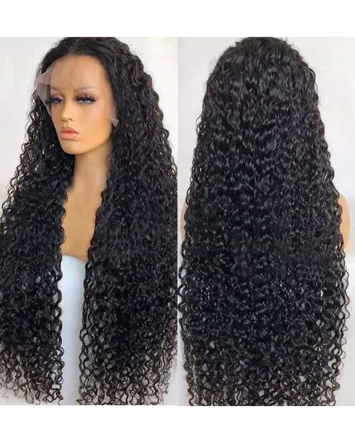 Curly Human Hair Wig 13x4 Transparent Lace Front Wigs Pre Plucked Natural Color