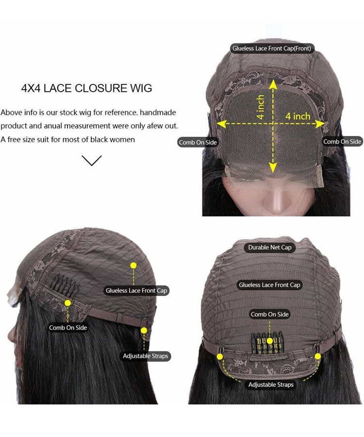 99J Burgundy Color Water Wave 4x4 Lace Closure Wig 180% Density