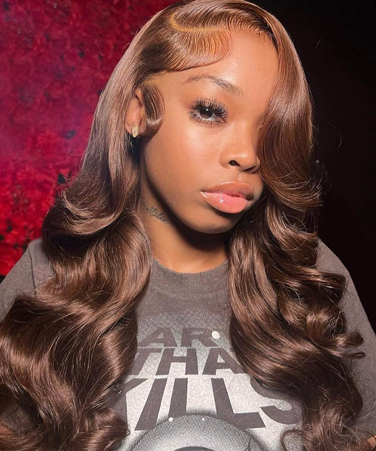 #4 Dark Brown Body Wave Wig 13x4 HD Lace Front Colored Human Hair Wigs ...