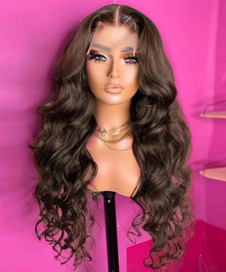 chocolate dark brown body wave wig