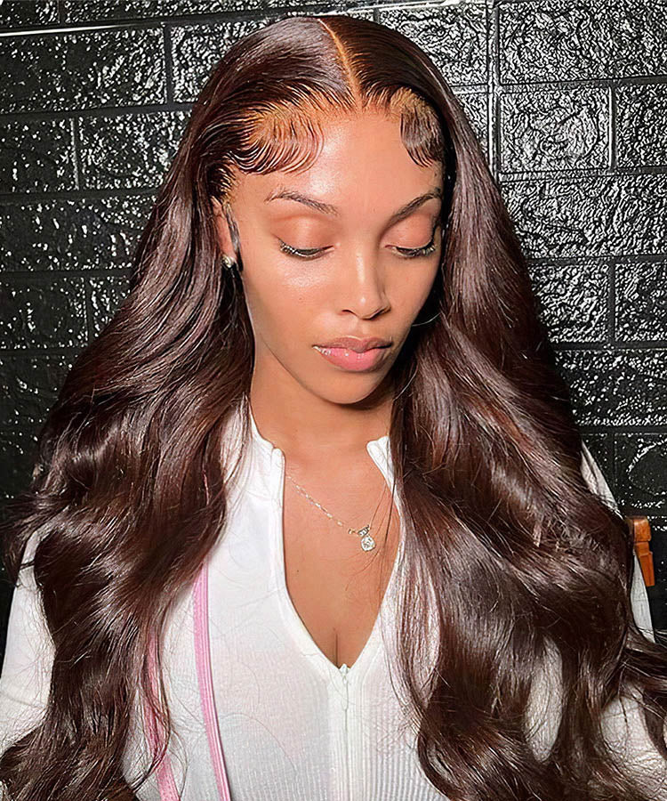 Pre-cut Lace Wig Dark Brown Body Wave Wear & Go Glueless Human Hair Wigs