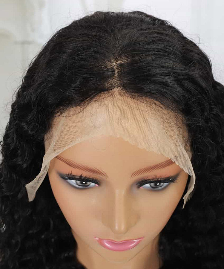 Short Deep Wave Bob Lace Frontal Wig Natural Black Karlami Human Hair