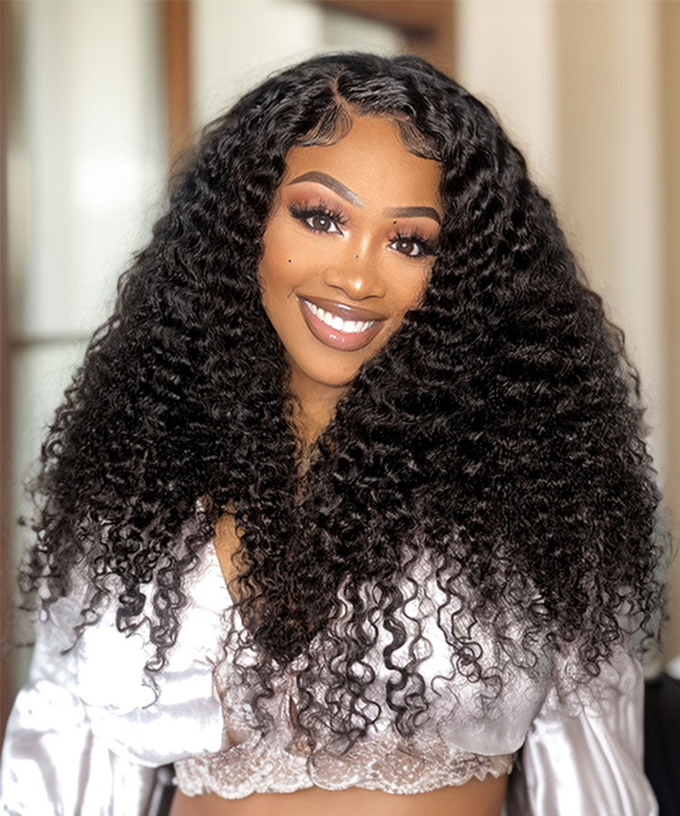 Karlami 4x4 Lace Closure 150%/180% Density Deep Wave Wig Pre Plucked Natural Hair Wigs