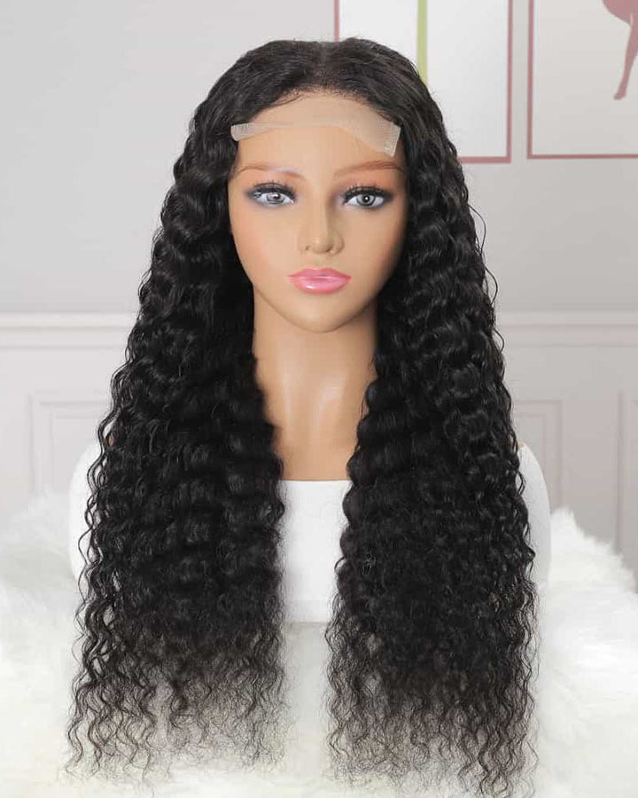Karlami 4x4 Lace Closure 150%/180% Density Deep Wave Wig Pre Plucked Natural Hair Wigs