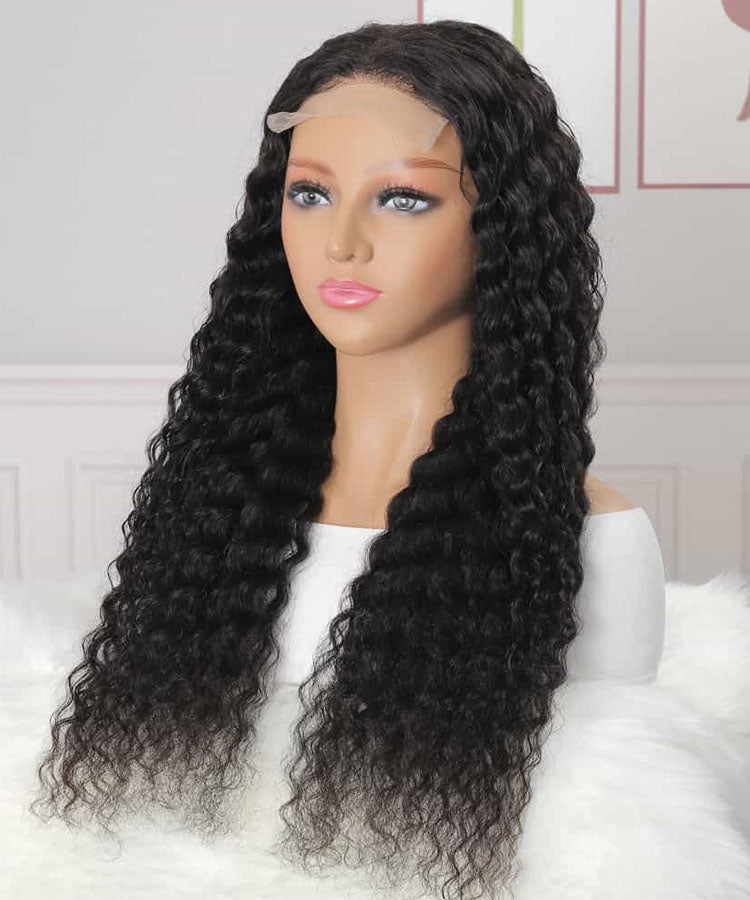 Karlami 4x4 Lace Closure 150%/180% Density Deep Wave Wig Pre Plucked Natural Hair Wigs