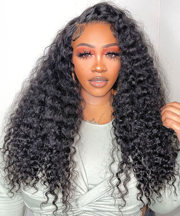 Karlami 4x4 Lace Closure 150%/180% Density Deep Wave Wig Pre Plucked Natural Hair Wigs