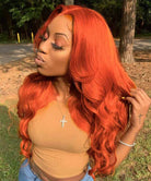 Ginger Body Wave Human Hair Wigs Transparent 13x4 Lace Frontal Wig