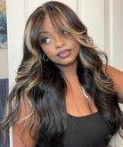 Curtain Bangs Highlight Honey Blonde Colored Body Wave Human Hair 13x4/5x5 HD Lace  Wigs