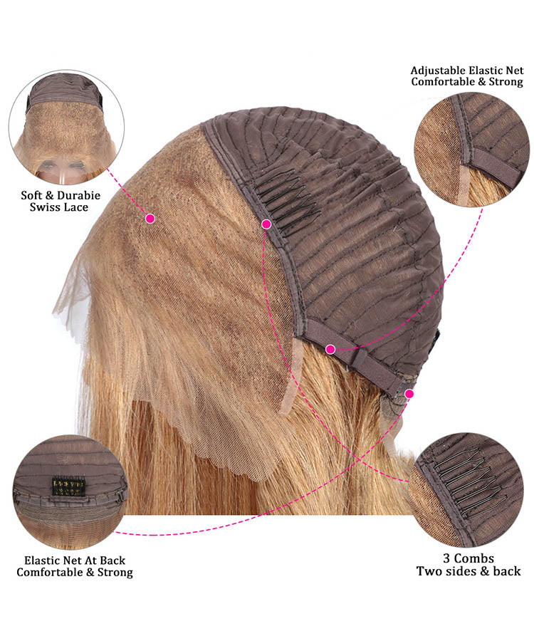 #27 Honey Blonde Colored Lace Frontal Body Wave Human Hair Wigs