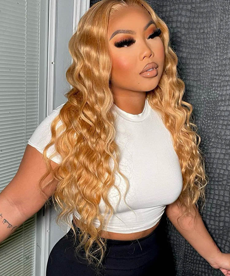 Glueless Loose Deep 4x4 13 4 HD Lace Wig Honey Blonde 27 Colored