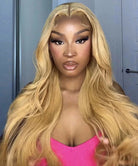 #27 Honey Blonde Colored Lace Frontal Body Wave Human Hair Wigs