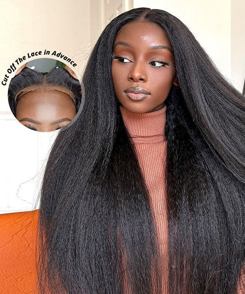 Kinky Straight Pre Cut Lace 5x5 HD Lace Pre-bleached Wig Glueless Human Hair Wig