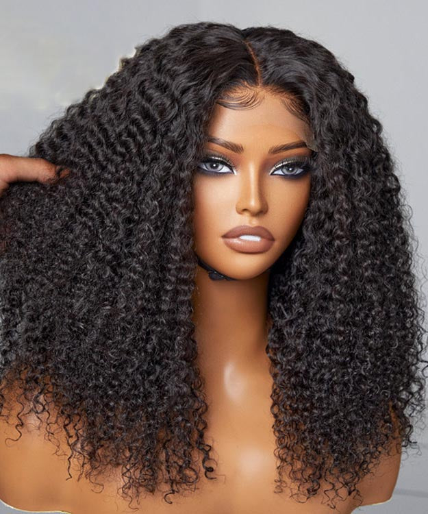 Thick Fluffy 13x4 Kinky Curly Lace Frontal Wigs With Baby Hair