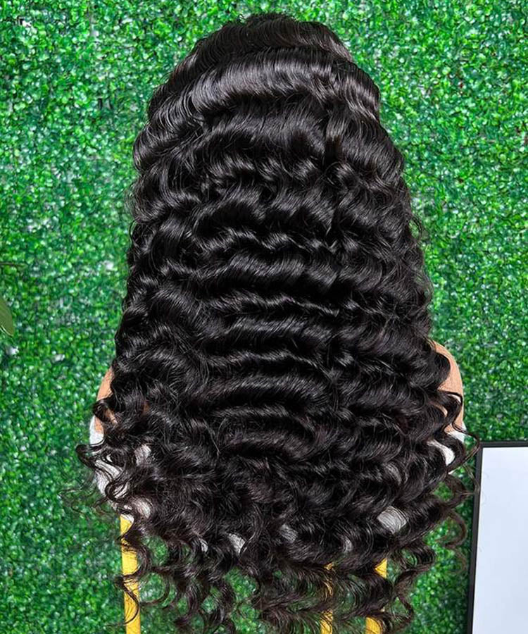 Loose Deep Wave Natural Black 4x4 Transparent Lace Closure Pre Plucked Wig With Baby Hair
