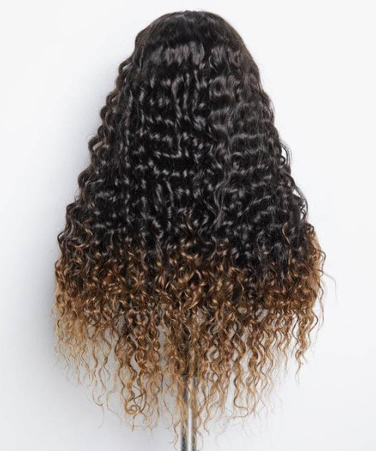 Beyonce Style|Brown Ombre Highlights Water Wave 13x4 HD Lace Frontal Wig