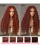 Auburn Reddish Brown Deep Wave #33 Colored Lace Closure Wig For Black Women
