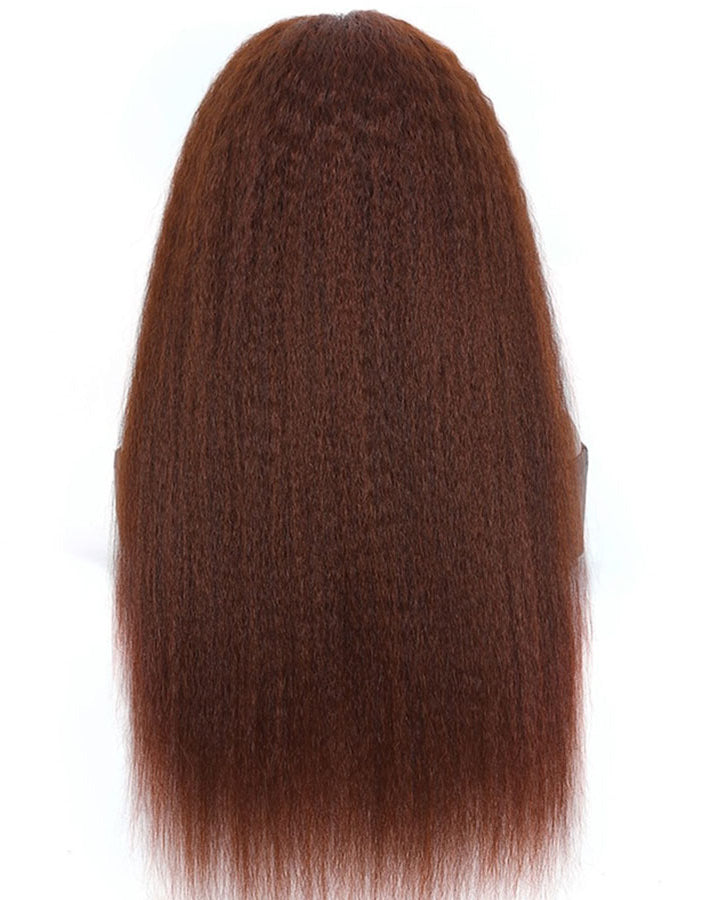 Reddish Brown Kinky Straight HD Lace Frontal Wig 180%