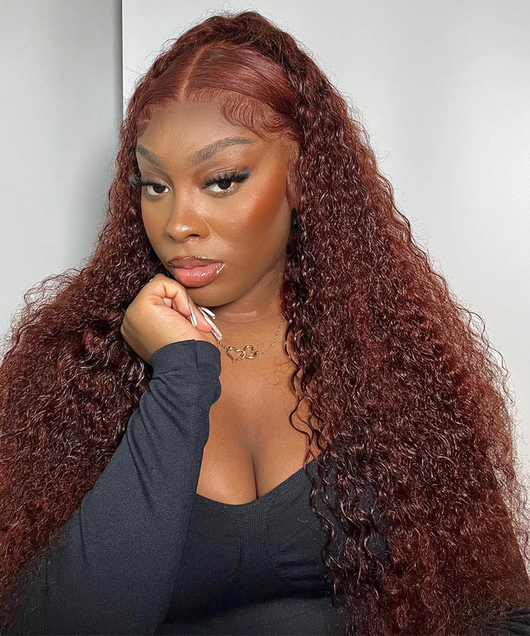 #33 Reddish Brown Water Wave 13x4 Lace Front Wig