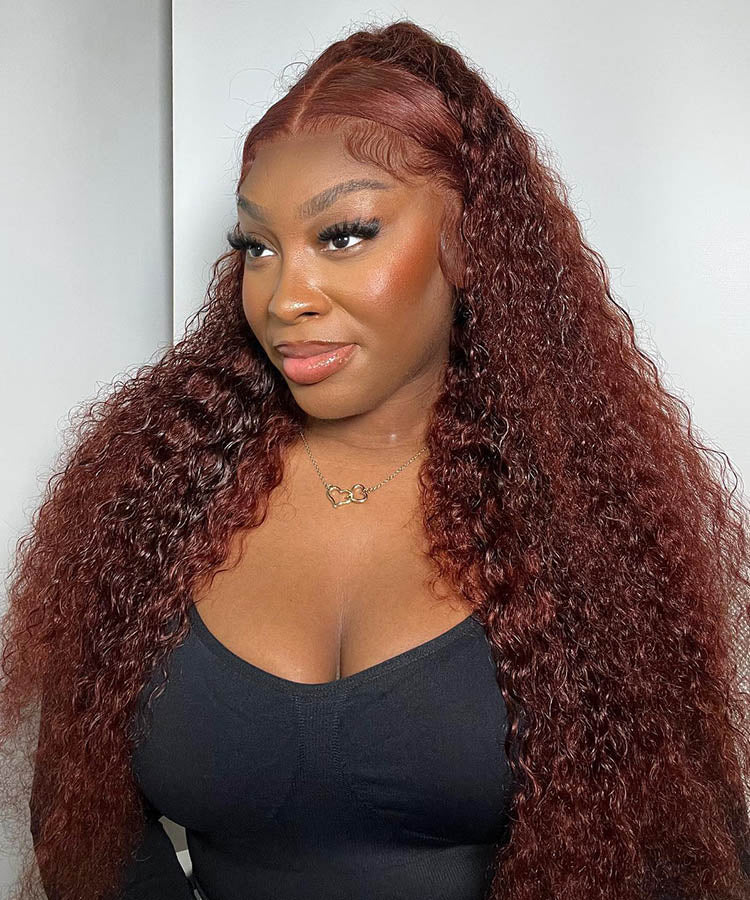 #33 Reddish Brown Water Wave 13x4 Lace Front Wig
