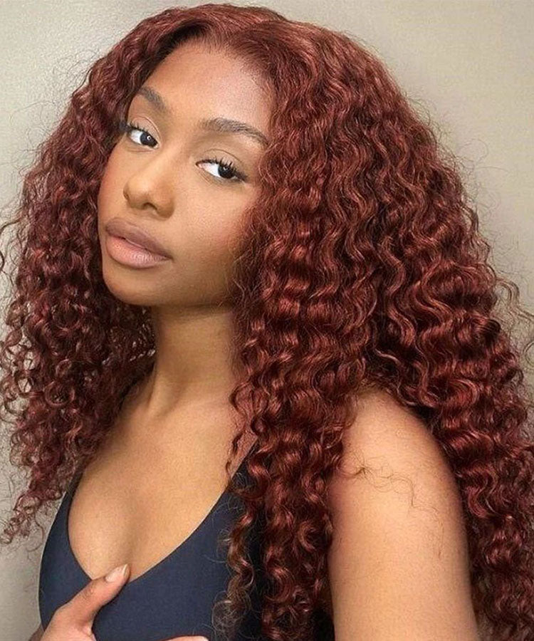#33 Reddish Brown Water Wave 13x4 Lace Front Wig
